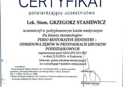 Certyfikat szkolenie - Dr Grzegorz Stasiewicz