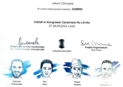 Certyfikat ze szkolenia Dr Grzegorz Stasiewicz