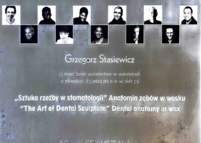 Certyfikat ze szkolenia Dr Grzegorz Stasiewicz