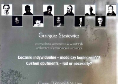 Certyfikat ze szkolenia Dr Grzegorz Stasiewicz
