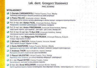Certyfikat ze szkolenia Dr Grzegorz Stasiewicz