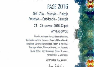 Certyfikat ze szkolenia Dr Grzegorz Stasiewicz